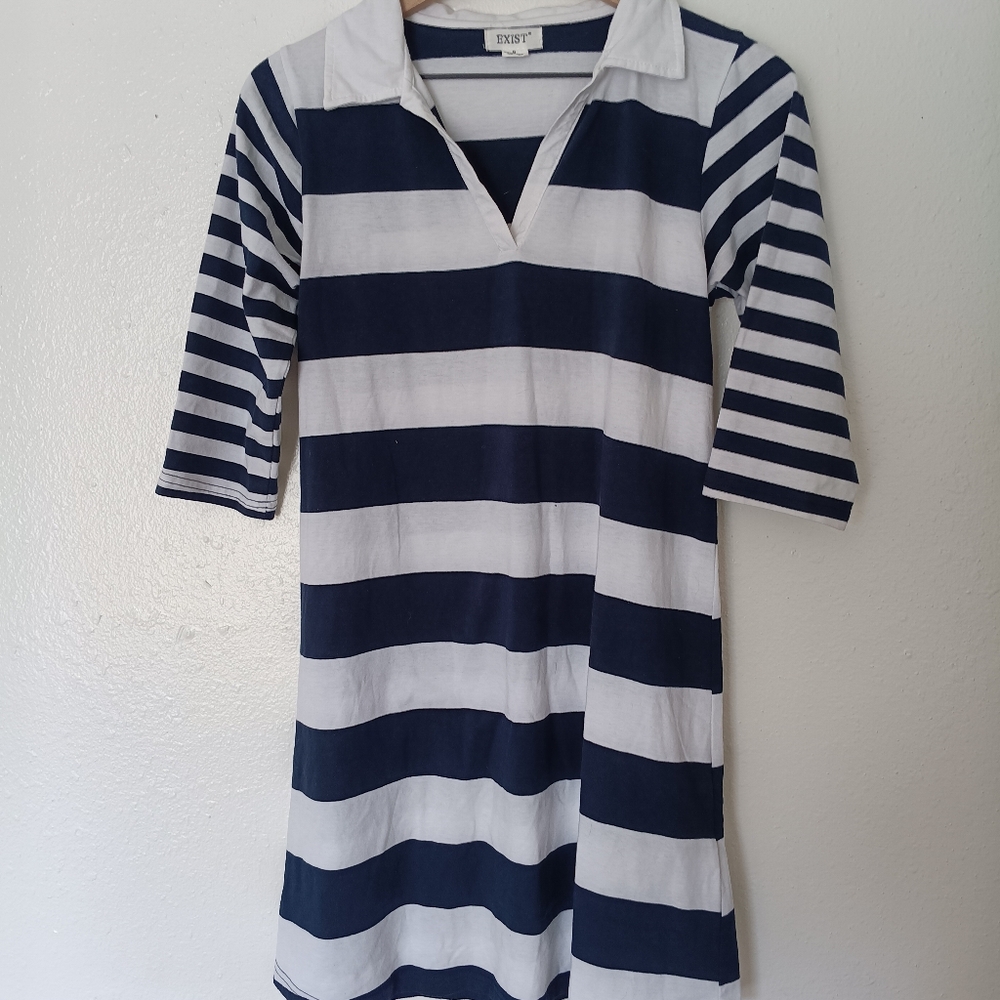 Exist Women's blue and white size M 3/4 sleeve dress